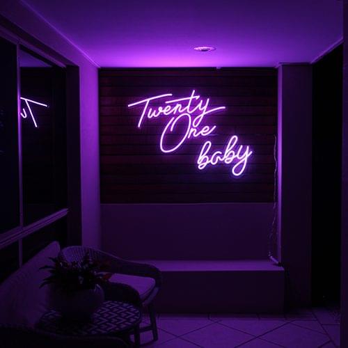 Twenty One Baby Neon Sign Hire - Image 2